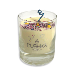 Candle in a glass Holiday confetti Dushka 140 g