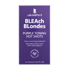 Тонирующие фиолетовые ампулы для осветленных волос Bleach Blondes Purple Toning Hot Shots Lee Stafford 4 x 15 мл