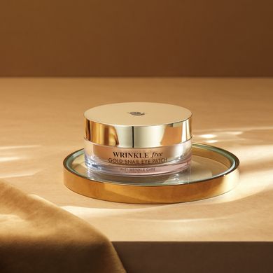 Rejuvenating and brightening patches for the skin under the eyes with snail mucin and 24K gold Wrinkle Free Gold Snail Eye Patch J&G Cosmetics 60 ml