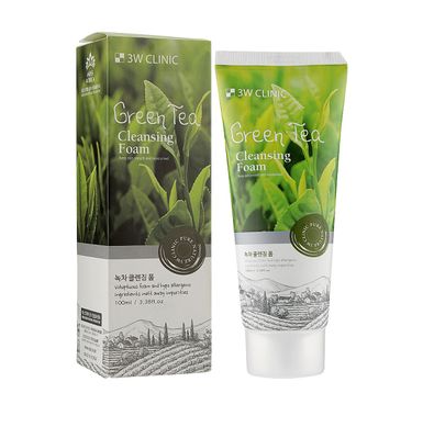 Foam for washing with green tea extract Green Tea Cleansing Foam 3W Clinic 100 ml