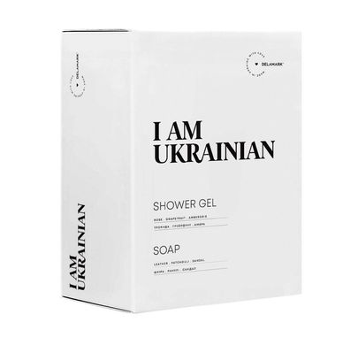 Gift set Shower gel + Liquid soap with the aroma of leather, patchouli, sandalwood I AM UKRAINIAN DeLaMark