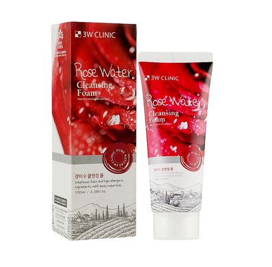 Cleansing foam for the face with rose water Rose Water Cleansing Foam 3W Clinic 100 ml