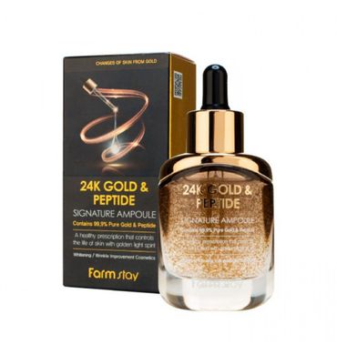 Сироватка для омолодження шкіри з золотом і пептидами 24K Gold and Peptide Signature Ampoule FarmStay 35 мл