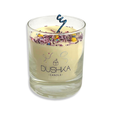 Candle in a glass Holiday confetti Dushka 140 g
