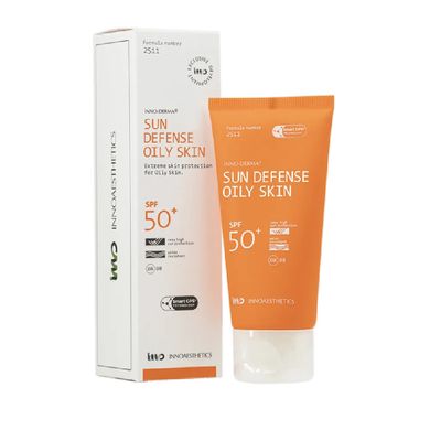 Сонцезахисний крем SUN DEFENSE OILY SKIN SPF 50+ з матуючим ефектом для жирної шкіри Innoaesthetics 60 г