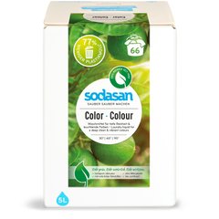 Органічний рідкий засіб Color для прання кольорових та чорних речей з пом'якшувачем води SODASAN 5 л
