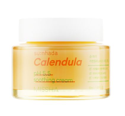 Успокаивающий крем с календулой для чувствительной кожи лица Su:Nhada Calendula pH 5.5 Soothing Cream Missha 50 мл