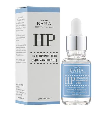 Moisturizing serum with hyaluronic acid, D-panthenol 4% Hyaluronic Acid + 4% Vitamin B5 Cos De Baha 30 ml