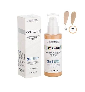 Тональний крем для обличчя Освітлення Collagen Whitening Moisture Foundation SPF15 (21) Enough 100 мл