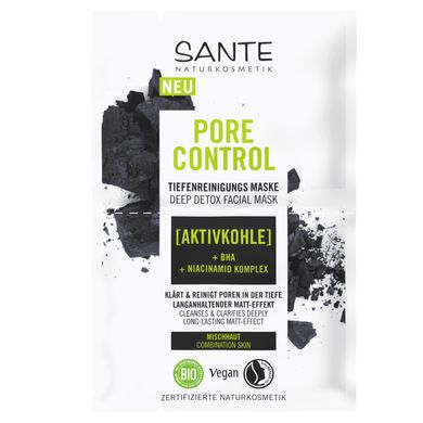 BIO-Mask PORE CONTROL for deep cleansing of the face with activated charcoal and BHA-acid SANTE 2*4ml