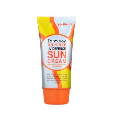 Сонцезахисний крем для жирної та схильноі до висипань типів шкіри OIL-FREE UV DEFENCE SUN CREAM SPF50+ PA+++ Farmstay 70 мл
