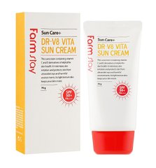 Sunscreen cream with vitamins C, E and beeswax DR-V8 Vita Sun Cream spf 50+ PA+++ Farmstay 70 ml