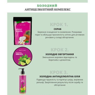 Zestaw wyszczuplający na zimno antycellulitowy peeling + okład + olejek Reclaire Cosmetics