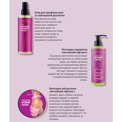 Zestaw z potr&oacute;jnym peptydem antycellulitowym na rozstępy serum + okład + olejek Reclaire Cosmetics