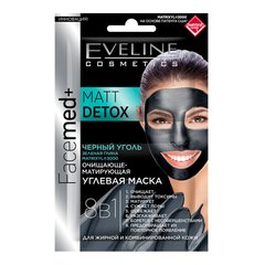 Cleansing and mattifying charcoal mask for oily and combination skin 8 in 1 Eveline 10 ml