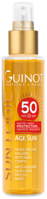 Антивікове сухе масло від сонця для тіла SPF50 Age Sun Anti-Ageing Sun Dry Oil Body Guinot 150 мл