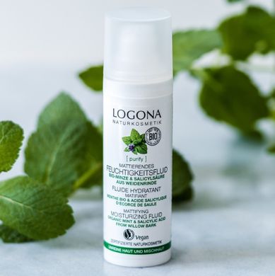 BIO-Cream-fluid with a matting effect for oily and problem skin Mint and salicylic acid from Willow bark Logona 30 ml