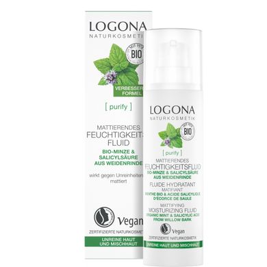 BIO-Cream-fluid with a matting effect for oily and problem skin Mint and salicylic acid from Willow bark Logona 30 ml