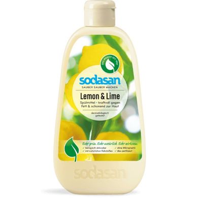 Органічний рідкий засіб-концентрат Лимон для миття посуду SODASAN 0,5 л