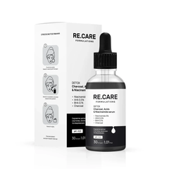 Сироватка-детокс з вугіллям, кислотами та ніацинамідом Detox Charcoal, Acids & Niacinamide Serum RE.CARE 30 мл