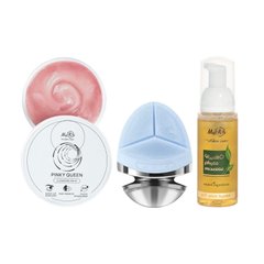 Set for two-stage cleansing and massage with balm, mousse and ultrasonic electric brush SET PINKY QUEEN MyIDi