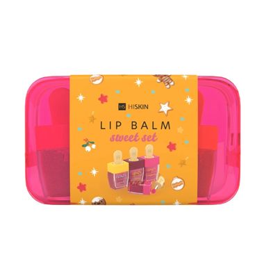 Подарунковий набір Бальзами для губ в косметичці Lip Balm Sweet Set HiSkin 3 продукти