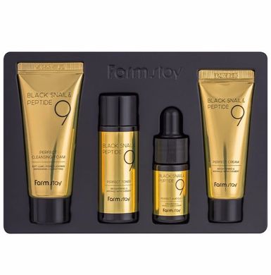 Anti-aging kit with black snail mucin and 9 peptides Perfect 4 Step Mini Kit Edition FarmStay