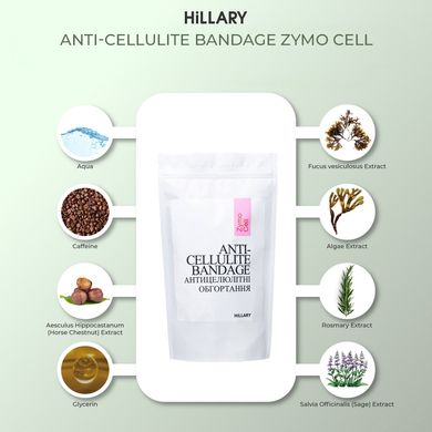 Набір Антицелюлітні ензимні обгортання + рідина Anti-cellulite Zymo Cell (6 процедур) Hillary