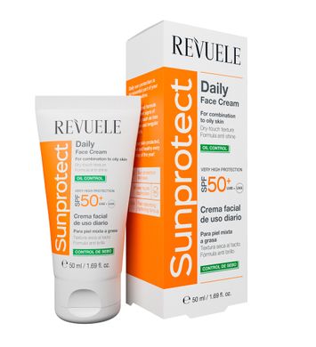 Солнцезащитный крем для лица и тела Контроль жираности SPF50+ Revuele 50 мл