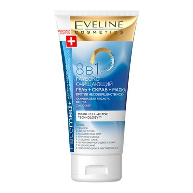 Deeply cleansing gel+scrub+mask against skin imperfections 8 in 1 Eveline 150 ml
