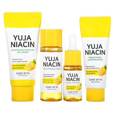 A set of 4 skin lightening miniatures Yuja Niacin 30 Days Brightening Starter Kit Some by Mi 90 ml