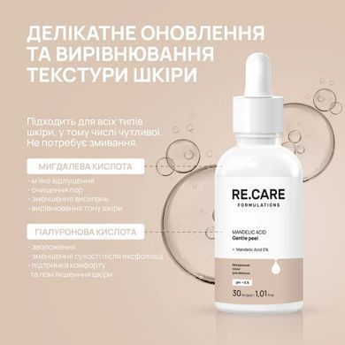 Мигдальний пілінг для обличчя Mandelic Acid Gentle Peel RE.CARE 30 мл