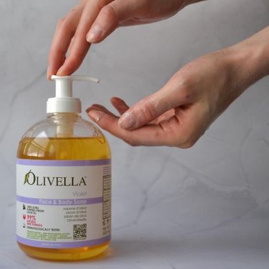Рідке мило для обличчя та тіла Фіалка на основі оливкової олії OLIVELLA 500 мл