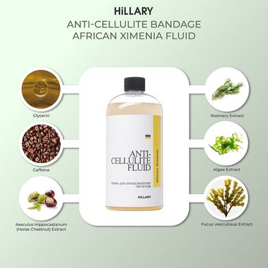 Набор Антицеллюлитные обертывания + жидкость с маслом ксимении Anti-cellulite African Ximenia (12 процедур) Hillary