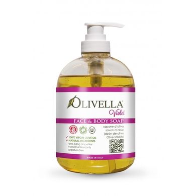 Жидкое мыло для лица и тела Фиалка на основе оливкового масла OLIVELLA 500 мл
