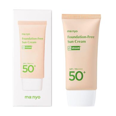 Сонцезахисний крем з тонувальним ефектом обличчя Foundation Free Sun Cream SPF/PA++++ 50+ Manyo 50 мл