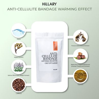 Набор Антицеллюлитные обертывания + жидкость с разогревающие эффектом Anti-cellulite Warming Effect (12 процедур) Hillary