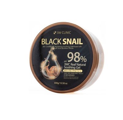 Багатофункціональний гель Муцин Чорний равлик Black Snail Real Natural Soothing Gel 98% 3W Clinic 300 мл