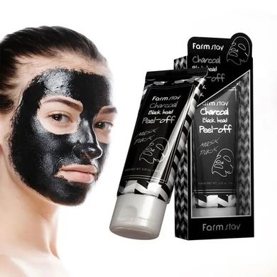 Очищаюча маска-плівка з вугіллям Charcoal Black Head Peel-Off Mask Pack FarmStay 100 г